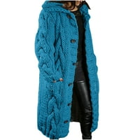 Atinetok kardigan za žene Žene kapuljače Veliki džemper Džepne grudi dugih rukava kaput s gornjim odjećnim