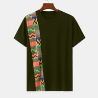 Parovi Muški ljetni patchwork ispisane majice kratkih rukava okrugli vrhovi vrata, zeleni, xl
