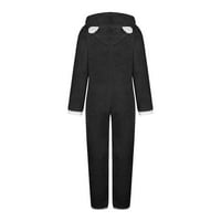 Kombinezon za ženu za žene pidžame za žene topli plišani džumni kombinski džepni dugi pidžami, crni XL