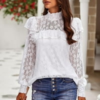 Ketyyh-Chn ženski vrhovi tuničke majice dugih rukava Žene Ležerne prilike za gajine bijele, XL