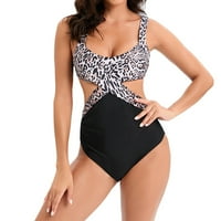 Ženski seksi rezout Tankini kupaći kostim modni tropski print Visoki rez jednodijelni kupaći kostimi