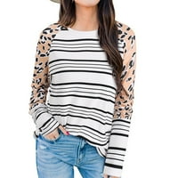 Ženski labavi prugasti šprickim košućim na dugim rukavima, džemper od vrata Top Hot6SL4870191