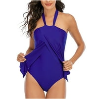 Oalirro Tankini kupaći kostimi za žene Dame Moda Solid Boja Minimalistička suknja Stil Lanyard trajanje