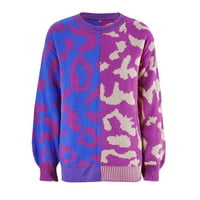 Sve odjeće za muškarce Ženski jesen i zimski džemper Leopard Print Šivanje mješovitog pletenog džemper