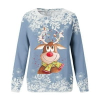 Sretan božićni duks za žene smiješne slatke jelena ispis pulover Lagani Jesen Novelty Xmas Crewneck