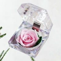 Sačuvana svježa cvijeta ruže u staklenoj kupoli sa vrpcom ukras ruže poklon za obljetnice za Valentinovo (svjetlo)