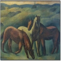 Vintage plakat grupe konja jedući sažetak apstraktne životinjske umjetnosti platno ispisuje slike za