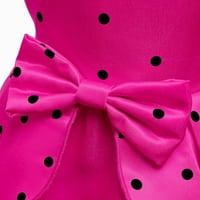 Baby Girl Haljina Polka Dot Retro haljina za odmor za rođendanski haljina kravata Princess party haljina vruća ružičasta 5-6 godina