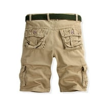 Muška povremena čista boja hlače na otvorenom Pocket plaža Radna pantalona za teretna kratke hlače Bež,