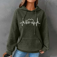 Pyju tjedni ponude Fall Modni hoodie za žene, slatka otkucaja za kuhanje tinejdžerke casual dukserice sa kapuljačom vafle pletiv s dugim rukavima pulover vrhovi Y2K Streetwear