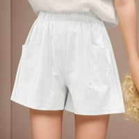 Ženske kratke hlače Široka puna boja ležerna struka labave tanke noge visokog trupa