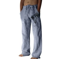 Muške pantalone Muški povremeni pamučni posteljina otisnuta posteljina u obliku pantalona Velike veličine hlače za muškarce moda
