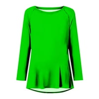 Fjofpr Žene padajuće košulje dugih rukava za žene Solid Color Crewneck Tops Ležerne prilike prozračne labave fit pulover bluza