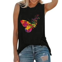 Ženski ljetni ležerni ležerni print okrugli vrat Labavi majica bez rukava Top Hot6SL4875347