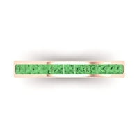 0. CT Sjajno princezoni rez simulirani zeleni dijamant 18K ružičasti zlatni packible bend SZ 5.25