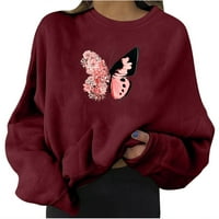 Teen Girls Butterfly Ispiši dukseri za žene prevelizirani pulover vrhovi udobne dugih rukava sa kaputama