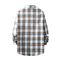 Cleariance Muška košulja s dugim rukavima Plaid Flannel Casual majice Slim Fit Gumb Down Mat mat rever
