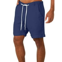 Relanfenk Muška ljetna casual fitness bodybuilding pamučni posteljini džepovi na plaži Hlače hlače