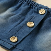 Ljetna dječja djevojačka odjeća za odjeću 1-6Y Off ramena kratki rukav plavi traper majice + kratke