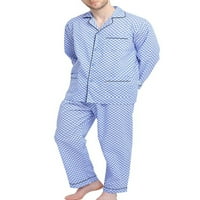 Muški pamuk pidžama postavljena tkana za spavanje za spavanje s gornjim i hlačama, dvodijelni set,