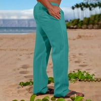 Muške posteljine teretne hlače lagana elastična struka crne casual labave ljetne plaže joga hlače sa džepovima zelena m