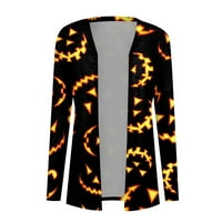 MLQIDK Halloween Cardigan za žene Lagani dugi rukav Cardigan za žene Fall bundeve Print Otvoreno Prednji