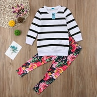 Odjeća za djecu za djecu Proljeće odijelo odjeća prugasta majica + cvjetne hlače