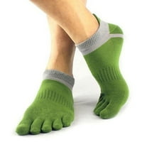 Muške prozračne pamučne nožne prste čarape čista sportska udobna prsta nožna čarapa zelena