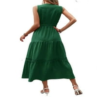 Casual ravnica V izrez Line haljine bez rukava zelene ženske haljine