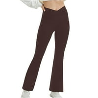 Ženski poprečni struk joga bootcut hlače visoka struka WOOT teretana bootleg gamaše široke noge hlače pantalone sa džepovima Ženska odjeća