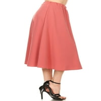 Ženska casual opuštena fit elastična a-linija čvrsta i cvjetna tiskana midi duga suknja