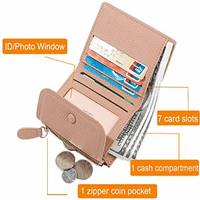 Zipper džepni trifold male novčanike držač kartice ID prozori torbica kovanice za žene za žene dame