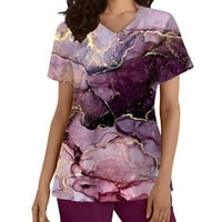 T majice za žene Trendi grafički proljeće i ljetni nega kratki rukav V ovratnik 3D ispisani džep ženske