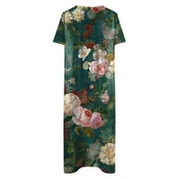 Proljetne haljine za žene plus veličine Dugme Down Džepne haljine kratkih rukava Ležerne prilike Floral