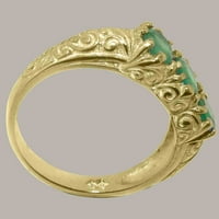 Britanci napravio 9k žuto zlatni prsten s prirodnim smaragdnim ženskim zaručničkim prstenom - veličine