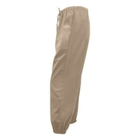 Ženska čvrsta boja tanka fit džepne hlače proljeće Nova čvrsta boja čipke up casual gamase hlače hlače