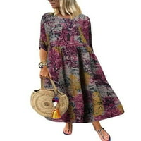 Niveer dame casual ljuljačka duga haljina ženska boemska ljetna plaža sa ruhom rukav za odmor cvjetni