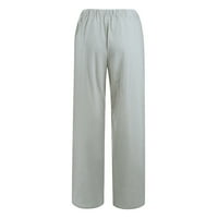 Buigttklop pantalone za žene Ležerne prilike od punog pamučnog posteljina od elastične struke duge hlače