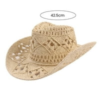 Pnellth Cowboy Hat Classic Vintage šuplje izleti Unizno uvijeno rub širokih ruba Muškarci Sun Hat Ribolovni