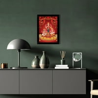 Indianbeautifurt Goddess Lakshmi & Saraswati sa Lord Ganesh Snimke Frame religiozni poster Crni zidni