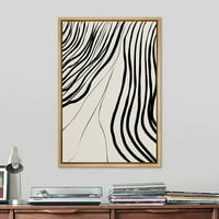 PIXONSINGIGN Framed Canvas Print Wall Art Duotone Geometrijski spiralni prsten valovi krajolik Sažetak oblika Ilustracije Moderna umjetnost Boho Dekorativni šik za dnevni boravak, spavaća soba, ured - 24 x36 prirodni