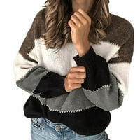 Ženski džemperi Ležerne prilike s dugim rukavima Blok u boji Blok Patchwork Pulover Pleteni džemper vrhovi džemper za vježbanje za žene crne s