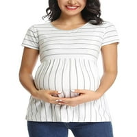 Glonme ženske materinske košulje za trudnice Tee Striped Ispis kratkih rukava CATC CRET T-majice Ležerne prilike labavih mekih vrhova