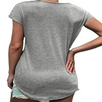 Ženske čipke T-majice Zipper V-izrez kratki rukav Tee Casual Slim Fit Tunic Tops Summer Beach bluza