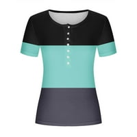 Ženska boja blok košulja za prodaju Specijalni strojevi na dugme Henley bluza Crewneck kratki rukav