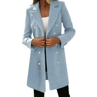LisingTool zimski kaputi za žene Žena umjetna vuna Elegantni kaput za miješanje vitki ženski dugi kaput gornja odjeća kaputi za žene Plave