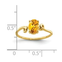 14k žuto zlato 7x ovalni citrinski prsten