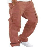 Cindysus Muška pantalone Solidne hlače u boji elastične struk dno Yoga Loungewear ugrađena teretna pant Crvena 3xl
