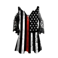 Američki zastava tunički vrhovi za žene koje se nose sa gamašima seksi casual čipke kratkih rukava 4th juli Košulje