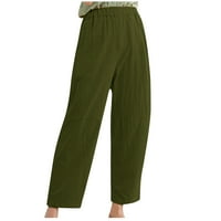 Qiaocaity ženske hlače visokog struka plus veličine hlače zazor labave ravne hlače za noge casual rastezljive gamaše vojske zelene m